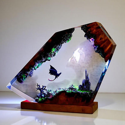 Dragon Organism Resin Night Light: Creative Epoxy Art Table Lamp