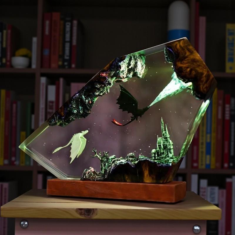 Dragon Taming Resin Night Light: Fantasy Master Scene LED Art Lamp