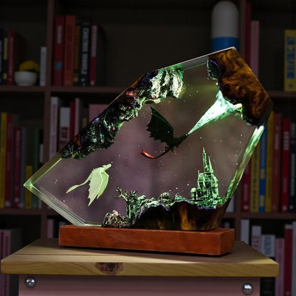 Dragon Taming Resin Night Light: Fantasy Master Scene LED Art Lamp