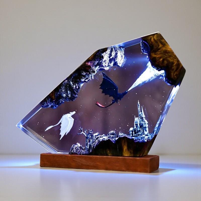 Dragon Taming Resin Night Light: Fantasy Master Scene LED Art Lamp