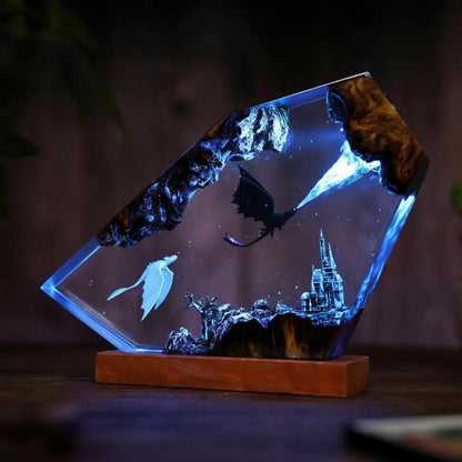 Dragon Taming Resin Night Light: Fantasy Master Scene LED Art Lamp