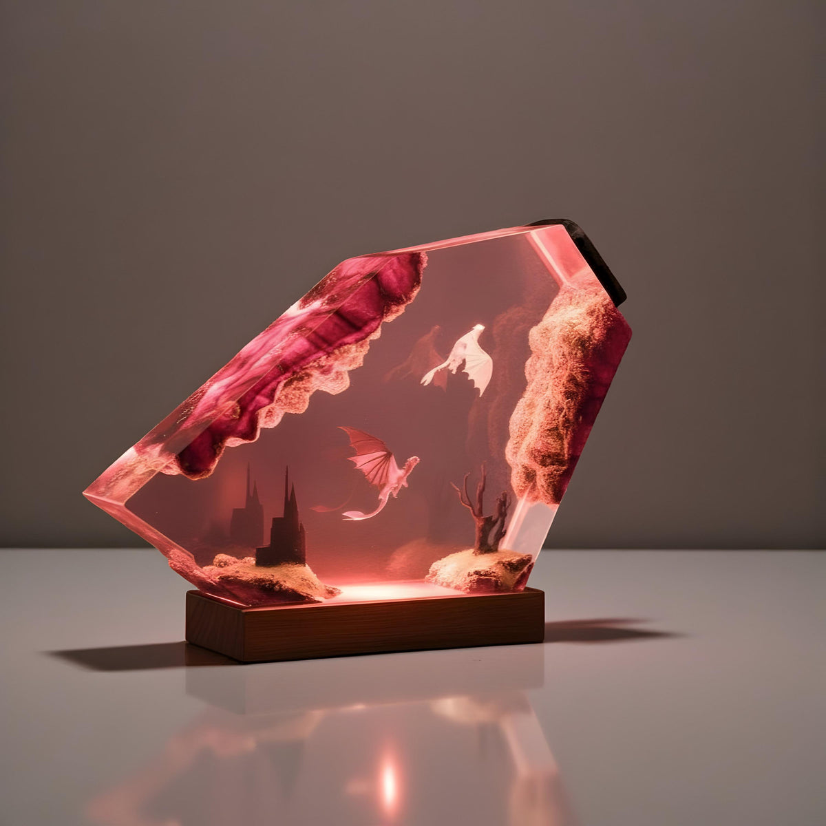 Dragon Trainer Resin Night Light: Fantasy Couple Epoxy LED Lamp