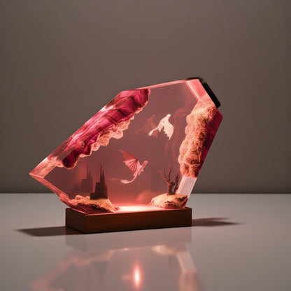Dragon Trainer Resin Night Light: Fantasy Couple Epoxy LED Lamp