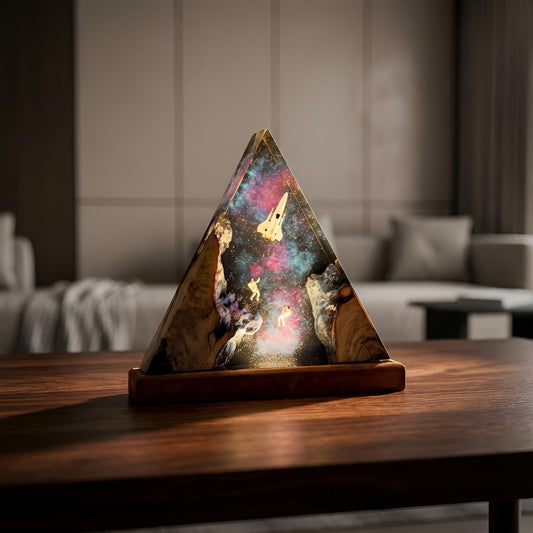 Galaxy Astronaut and Spaceship Scene Resin Lamp: Handmade LED Night Light