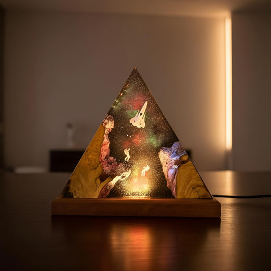 Galaxy Astronaut and Spaceship Scene Resin Lamp: Handmade LED Night Light