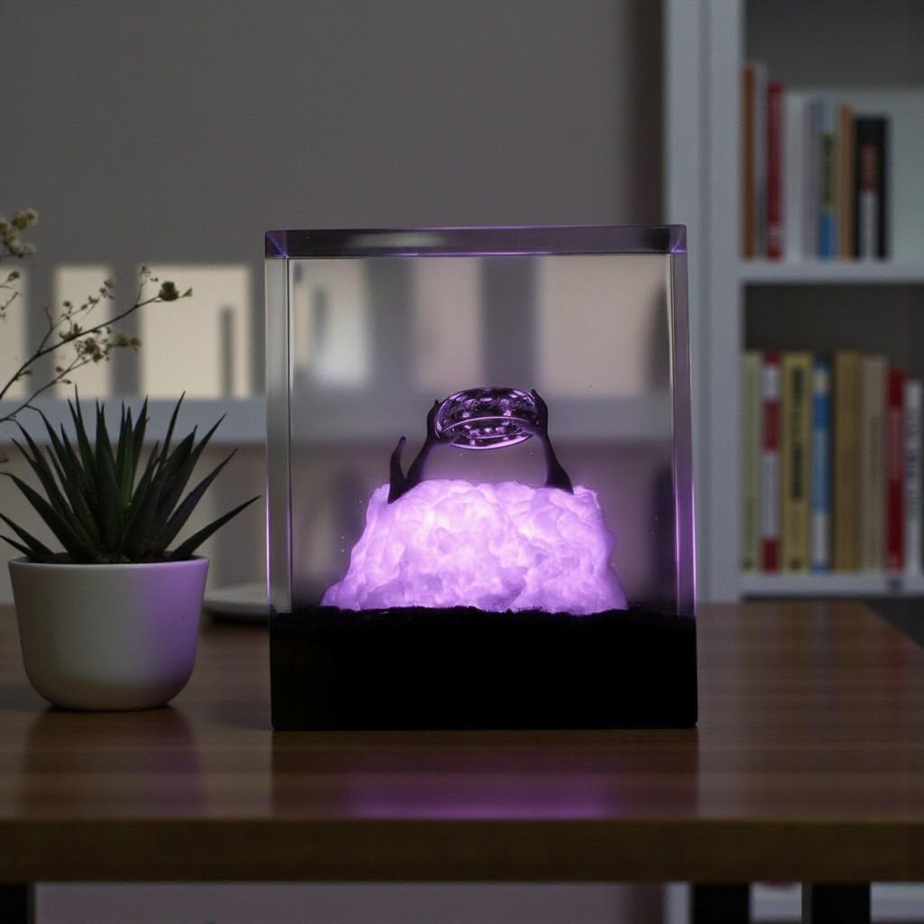 Fantasy LOTR Ring Resin Night Light: Epoxy Wood Ambient LED Lamp