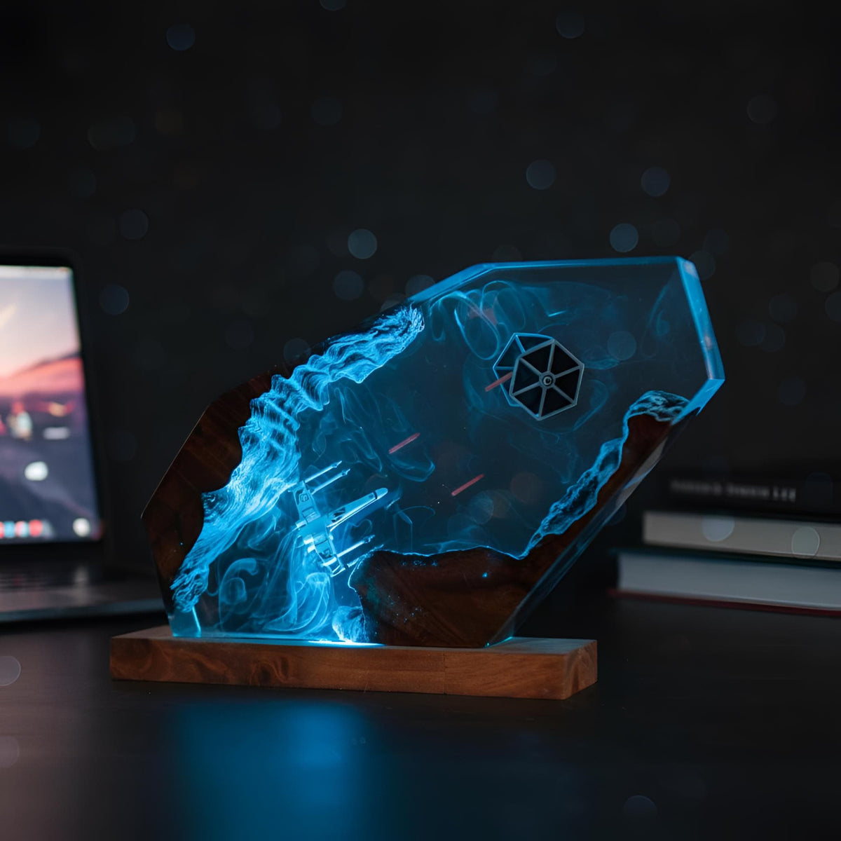 Galaxy Star War Resin Lamp: Fighter Spaceship LED Night Light