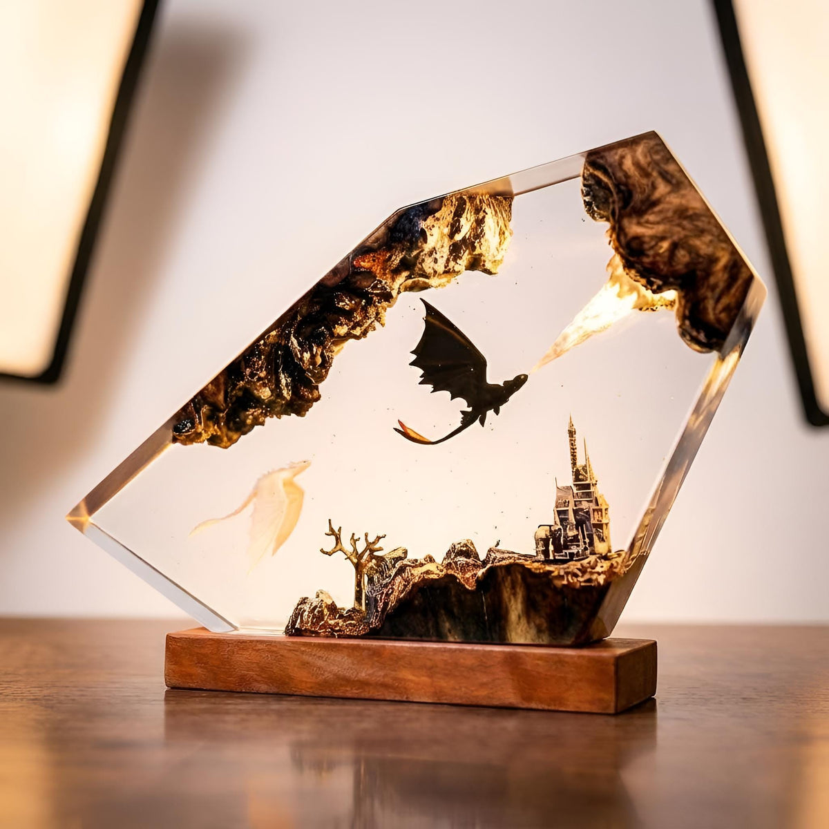 Dragon Taming Resin Night Light: Fantasy Master Scene LED Art Lamp