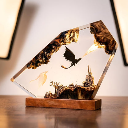 Dragon Taming Resin Night Light: Fantasy Master Scene LED Art Lamp