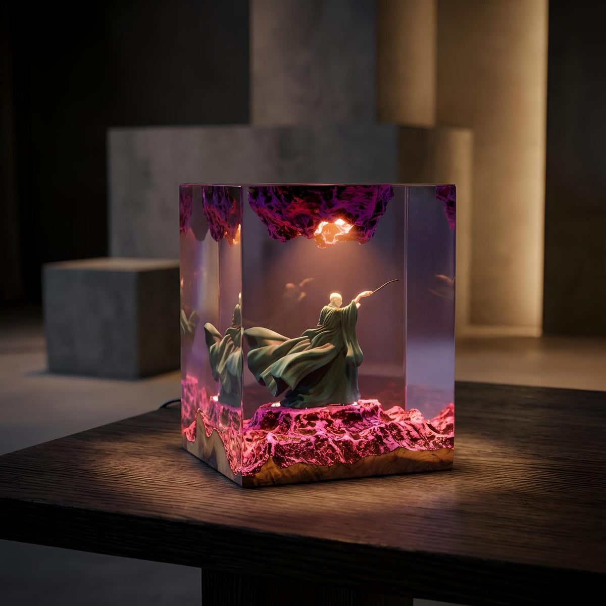 Dark Wizard Resin Lamp: Fantasy LED Night Light
