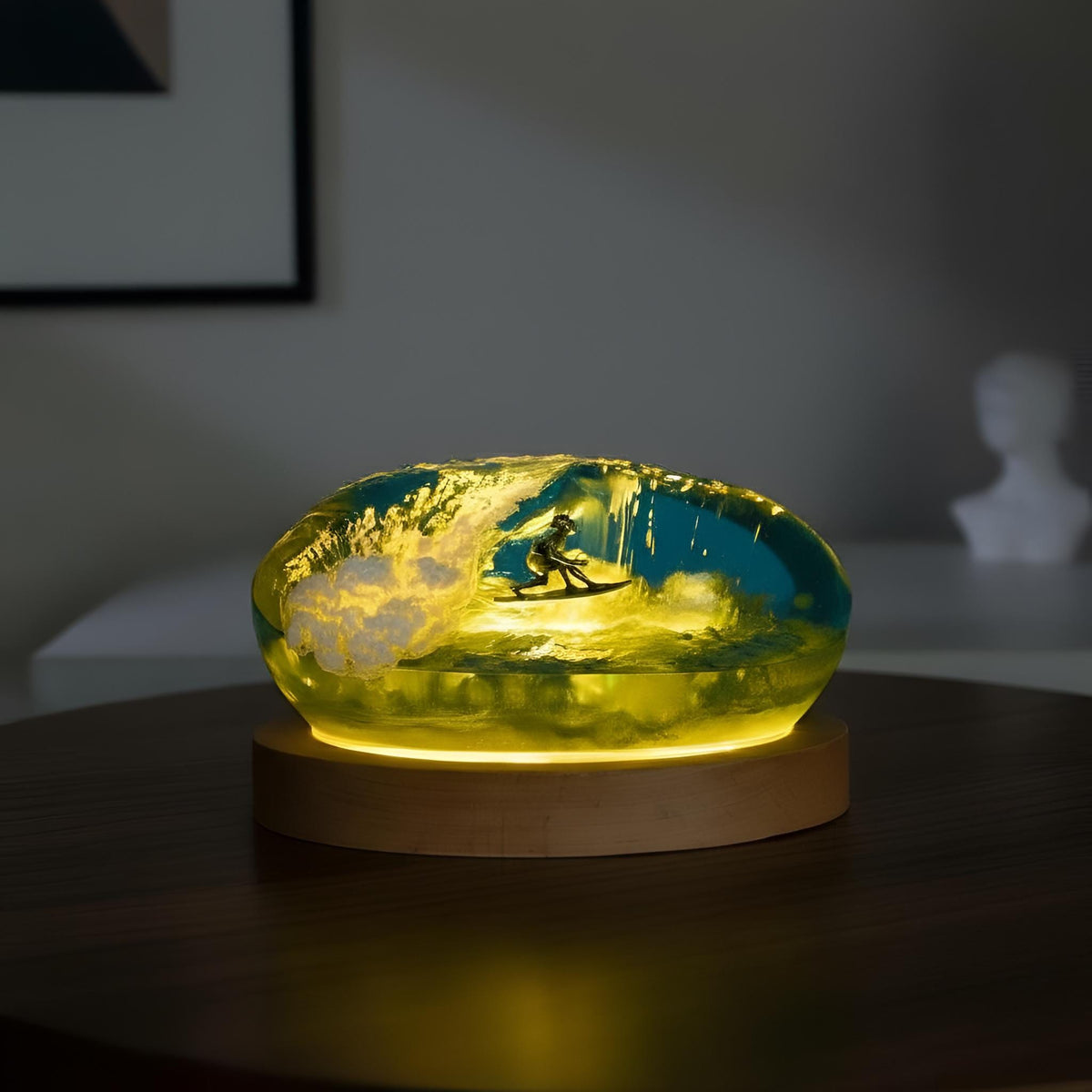Surfing Ocean Resin Lamp: Handmade Marine Night Light