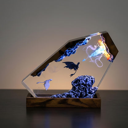 Fantasy Dragon Flight Scene Resin Lamp: Handmade LED Night Light
