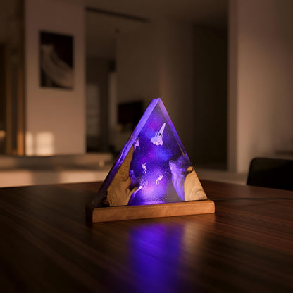 Galaxy Astronaut and Spaceship Scene Resin Lamp: Handmade LED Night Light