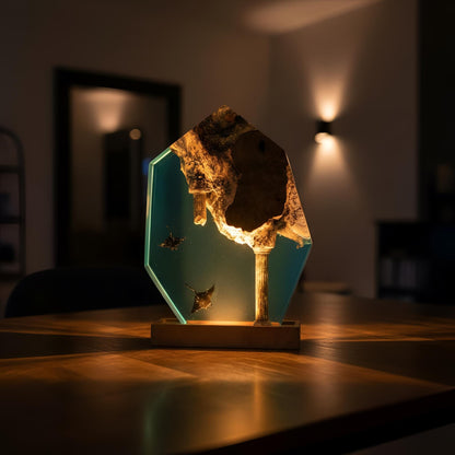 Manta Ray Resin Night Light: Ocean LED Desk Lamp