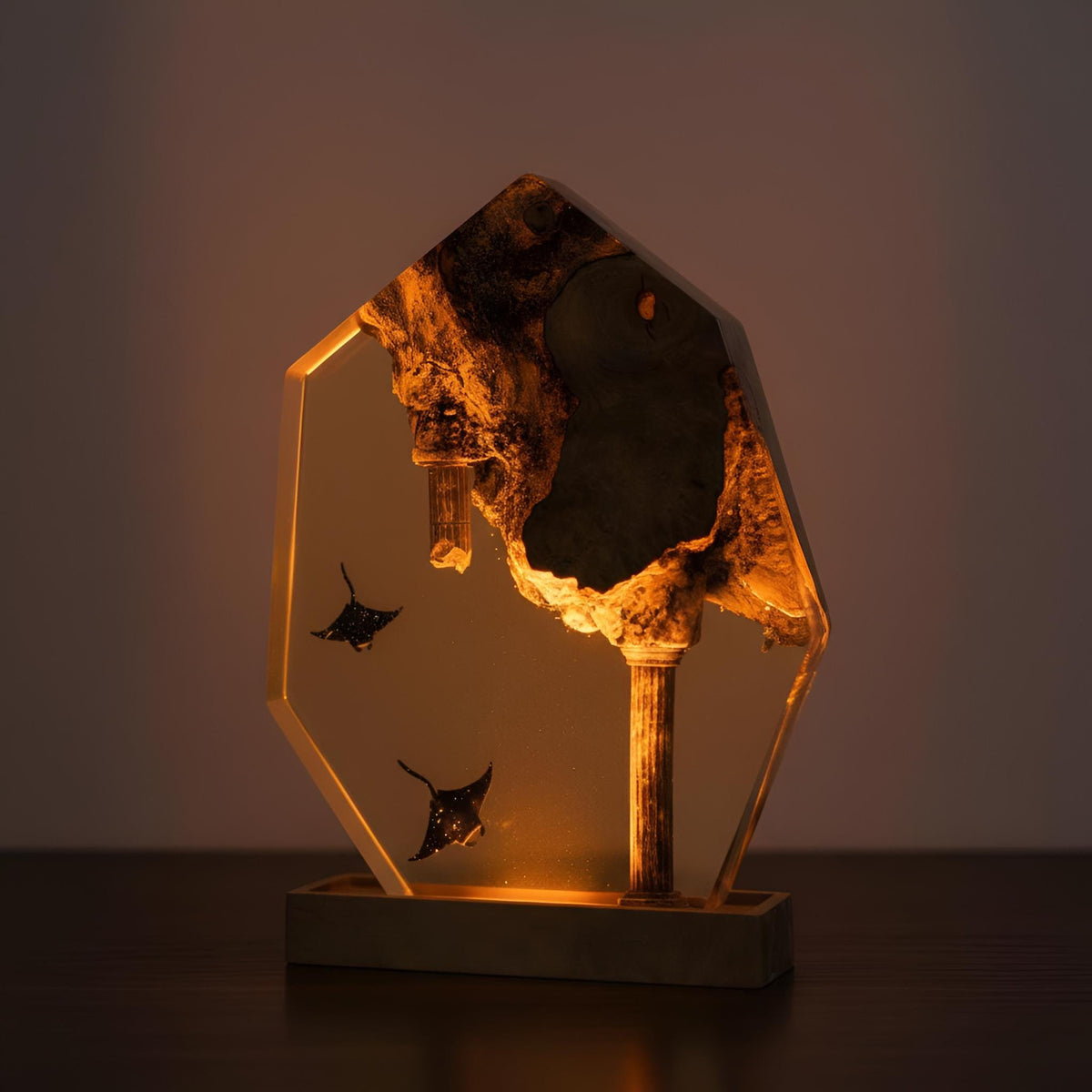 Manta Ray Resin Night Light: Ocean LED Desk Lamp