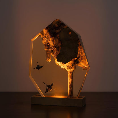 Manta Ray Resin Night Light: Ocean LED Desk Lamp