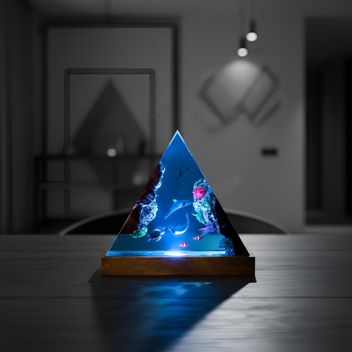 Dolphin Family Resin Night Light: Ocean LED Desk Lamp