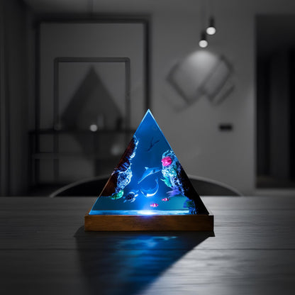 Dolphin Family Resin Night Light: Ocean LED Desk Lamp
