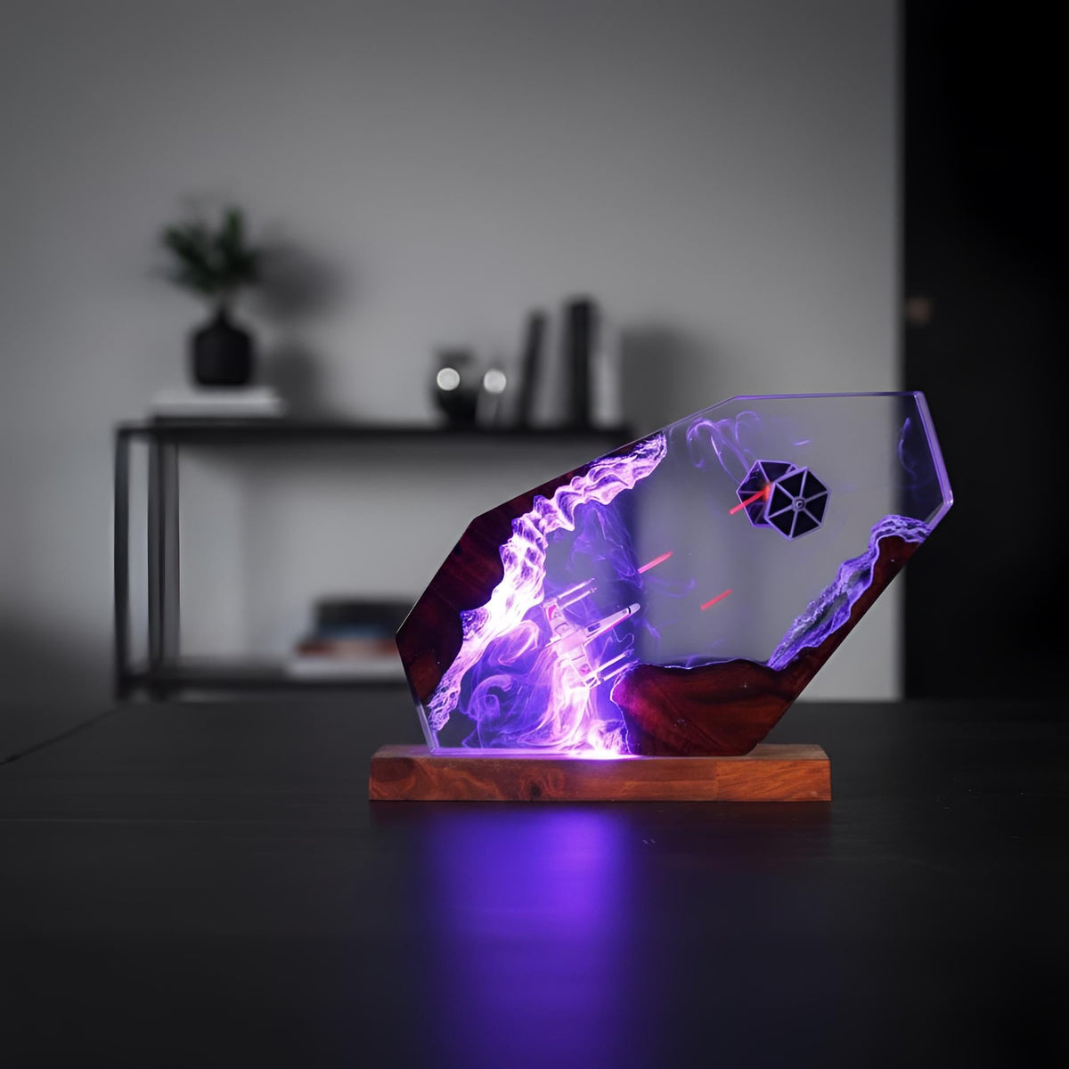 Galaxy Star War Resin Lamp: Fighter Spaceship LED Night Light