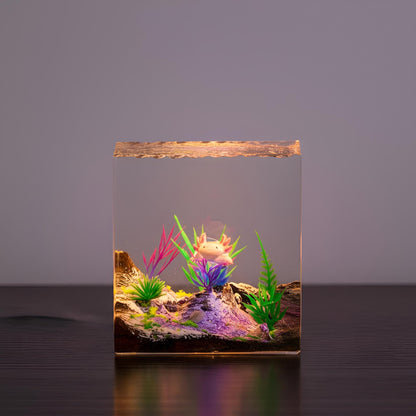 Axolotl Resin Night Light: Aquarium LED Desk Lamp