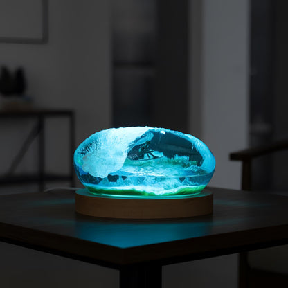 Surfing Ocean Resin Lamp: Handmade Marine Night Light
