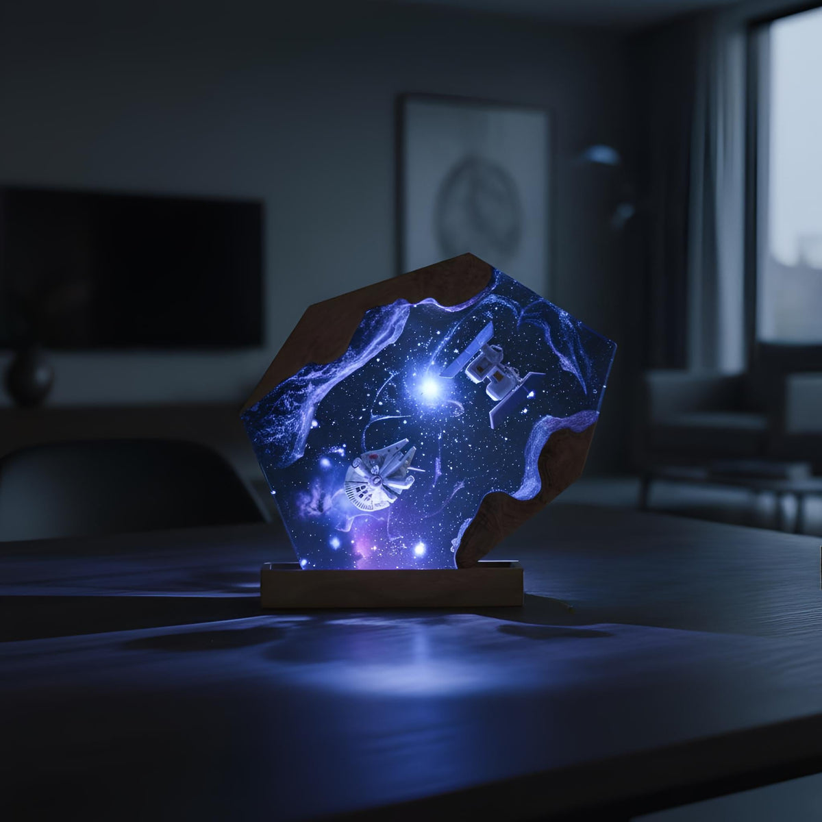 Star Wars Fighter Spaceship Resin Lamp: Galaxy Epoxy Night Light