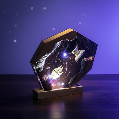 Star Wars Fighter Spaceship Resin Lamp: Galaxy Epoxy Night Light