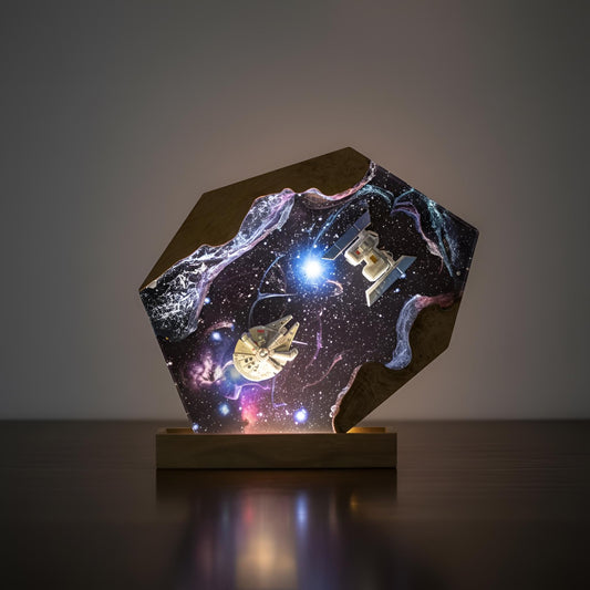 Star Wars Fighter Spaceship Resin Lamp: Galaxy Epoxy Night Light