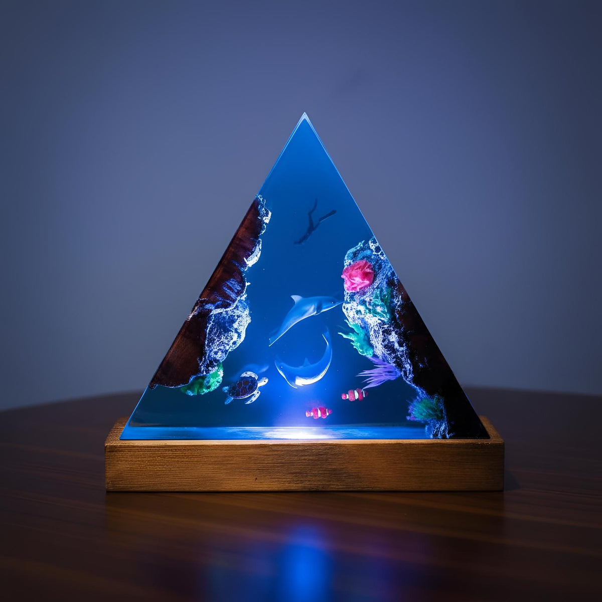Dolphin Family Resin Night Light: Ocean LED Desk Lamp