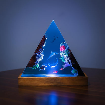 Dolphin Family Resin Night Light: Ocean LED Desk Lamp