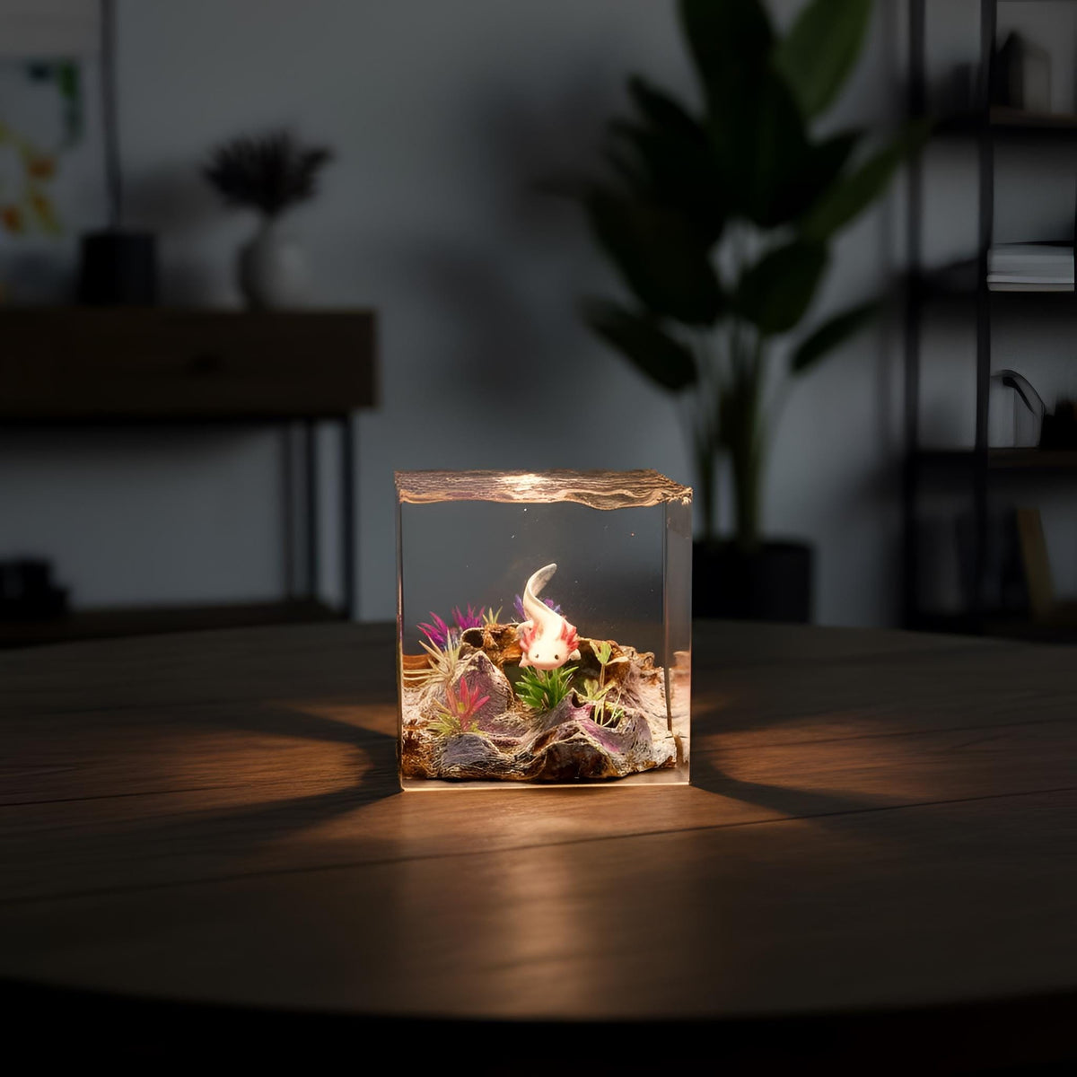 Axolotl Resin Night Light: Aquarium LED Desk Lamp