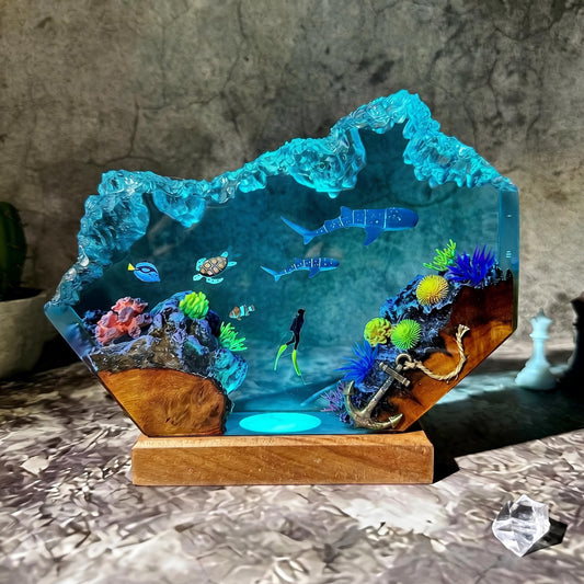 Whale Shark Resin Lamp: Ocean LED Night Light