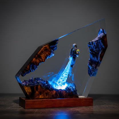 Fire-Breathing Astronaut Resin Lamp: Space LED Night Light