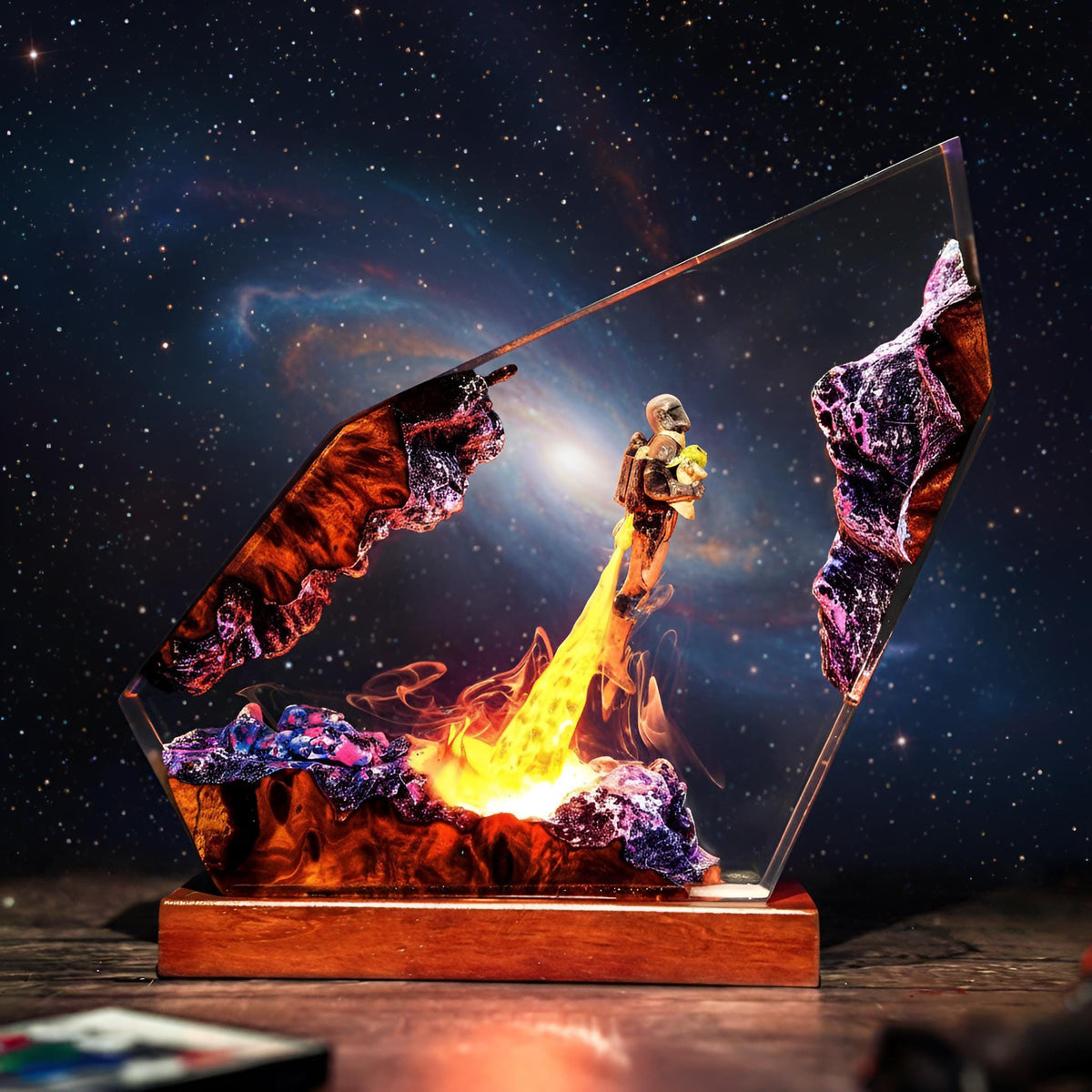 Fire-Breathing Astronaut Resin Lamp: Space LED Night Light