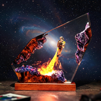Fire-Breathing Astronaut Resin Lamp: Space LED Night Light