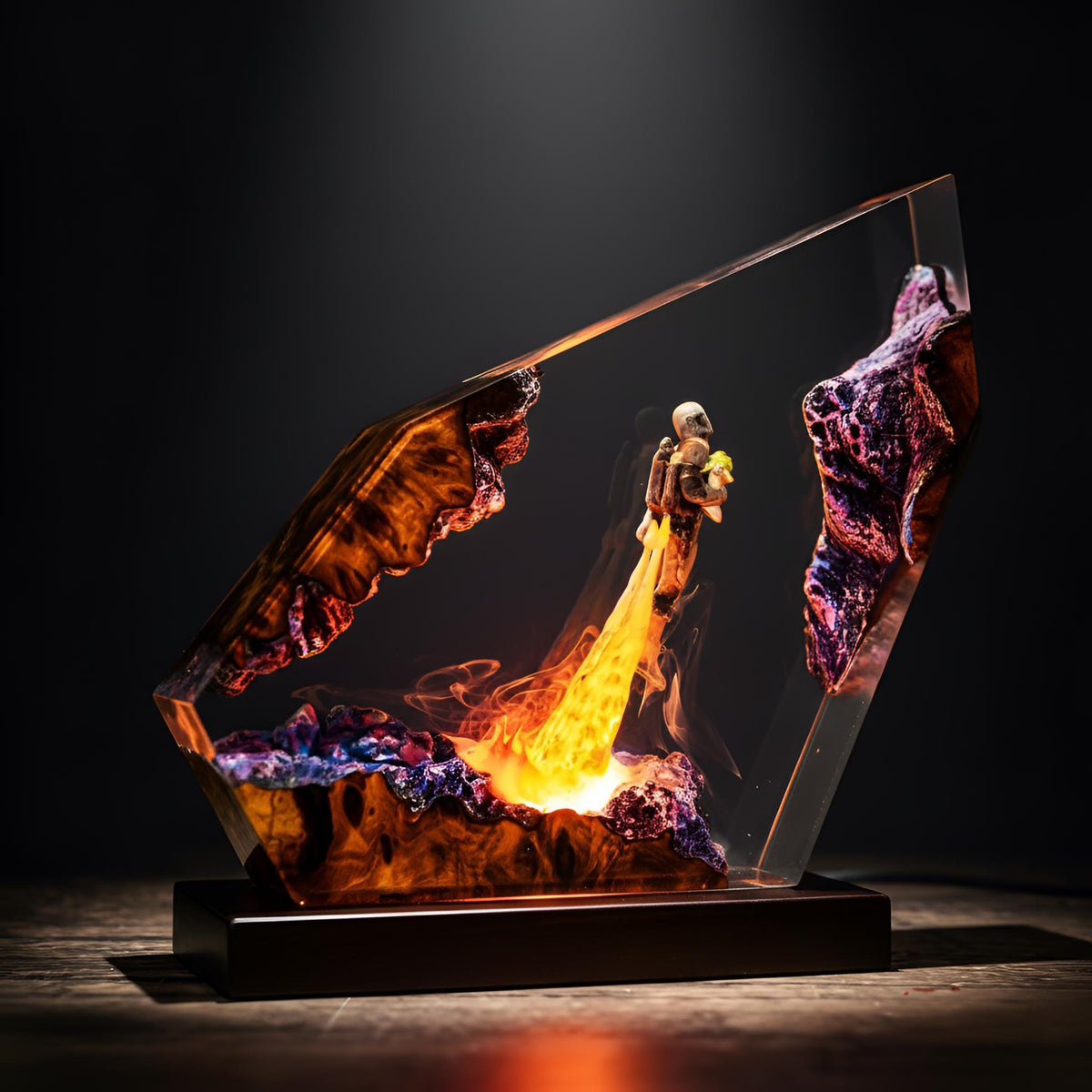 Fire-Breathing Astronaut Resin Lamp: Space LED Night Light