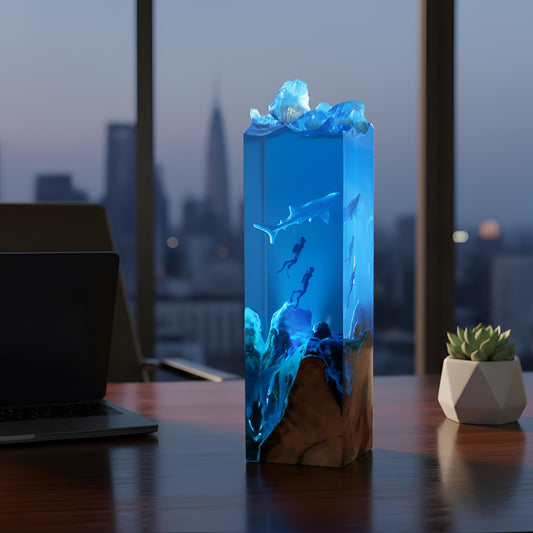 Diver Underwater Resin Lamp: Ocean LED Night Light