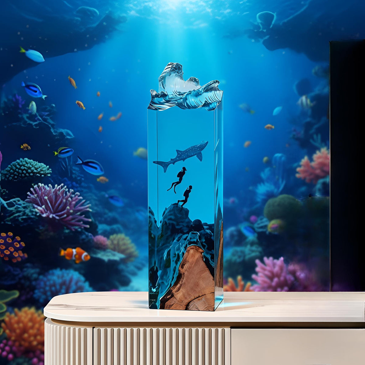 Diver Underwater Resin Lamp: Ocean LED Night Light