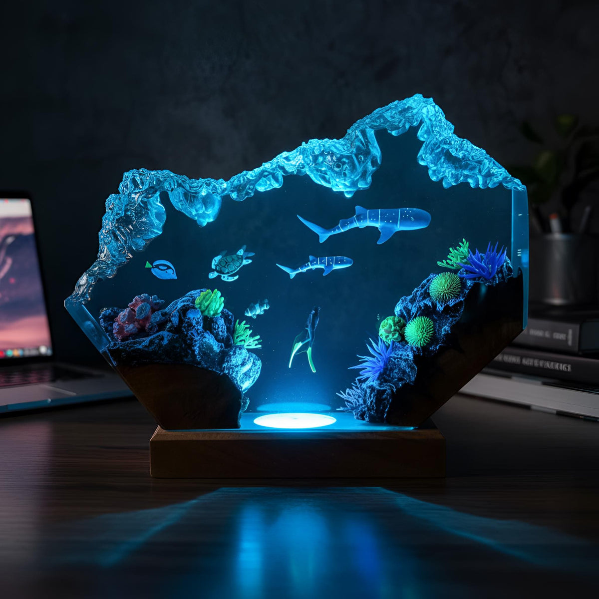 Whale Shark Resin Lamp: Ocean LED Night Light