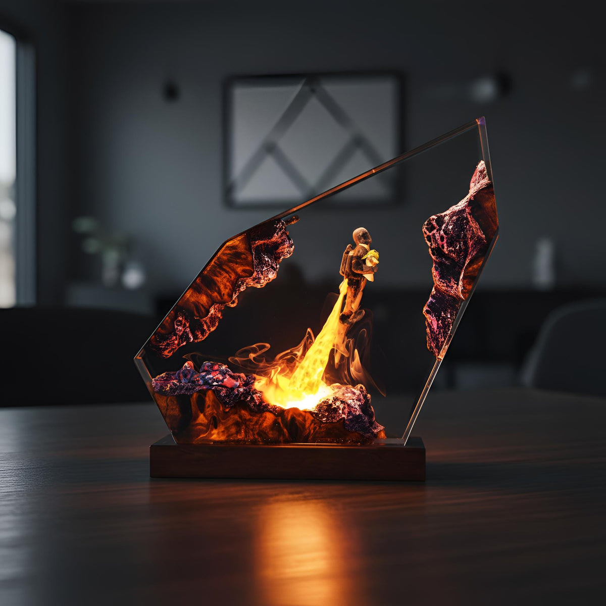Fire-Breathing Astronaut Resin Lamp: Space LED Night Light
