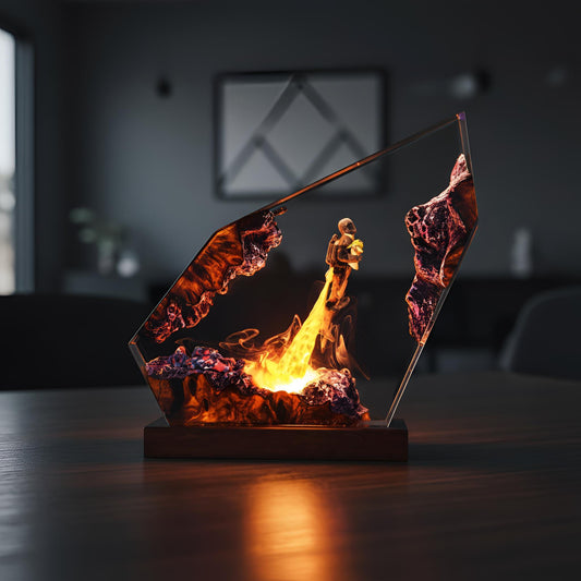 Fire-Breathing Astronaut Resin Lamp: Space LED Night Light