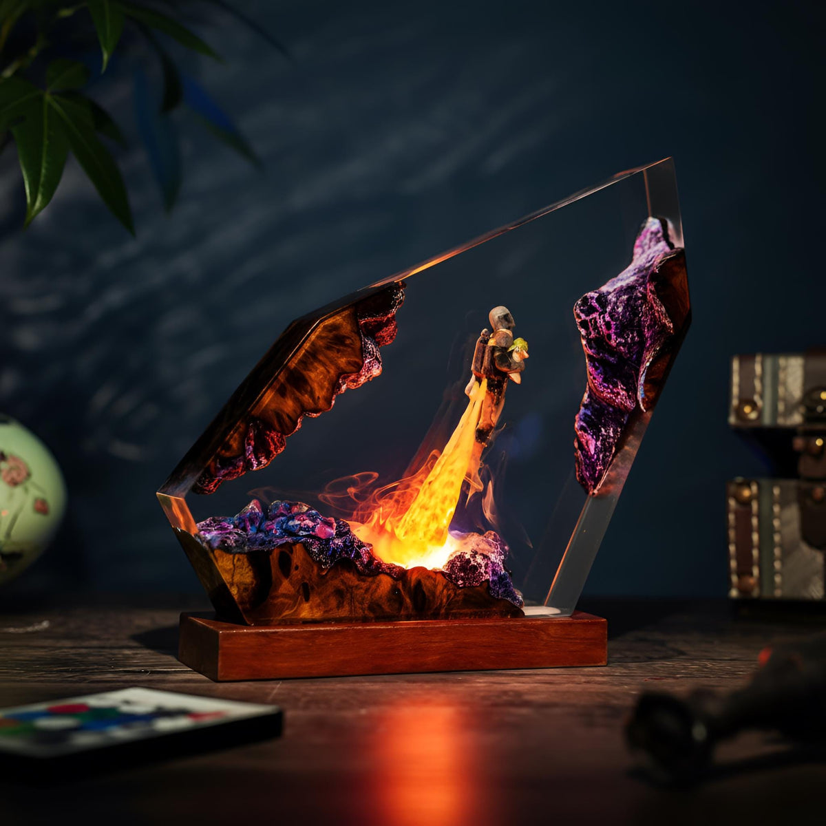 Fire-Breathing Astronaut Resin Lamp: Space LED Night Light