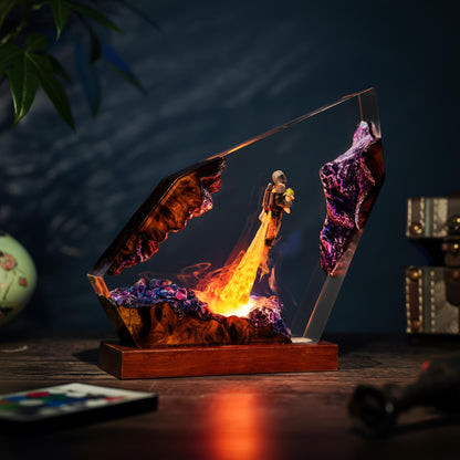 Fire-Breathing Astronaut Resin Lamp: Space LED Night Light