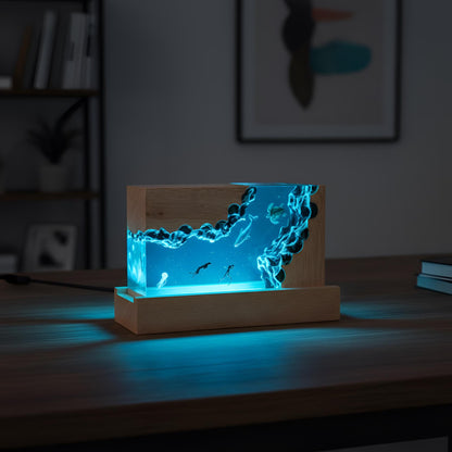 Turtle Diver Ocean Resin Lamp: Marine LED Night Light