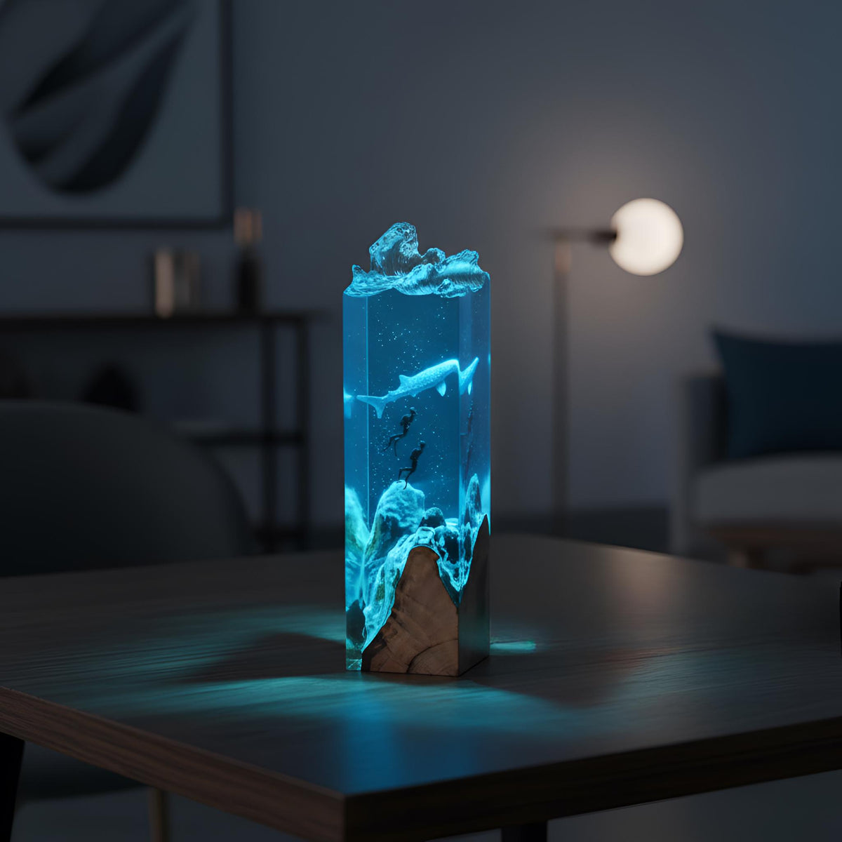 Diver Underwater Resin Lamp: Ocean LED Night Light