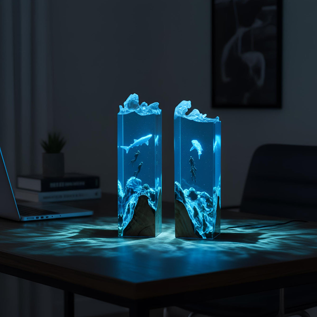 Diver Underwater Resin Lamp: Ocean LED Night Light