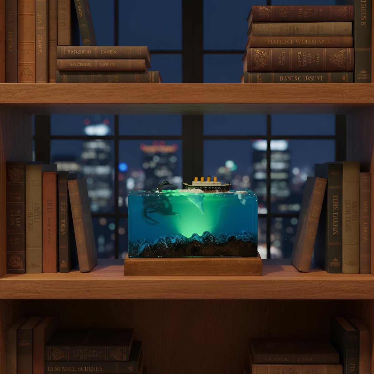 Titanic Kraken Resin Lamp: Ocean Monster LED Night Light
