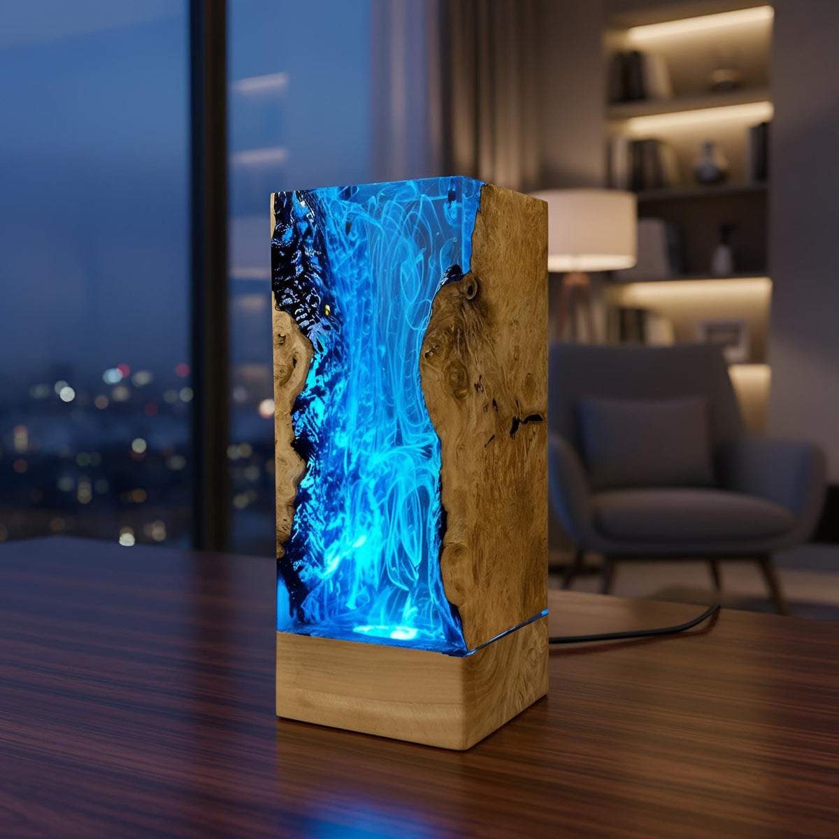Ocean Cave Resin Lamp: Waterfall LED Night Light
