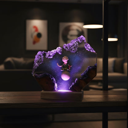 Little Prince Inspired Resin Night Light: Galaxy Adventure LED Lamp