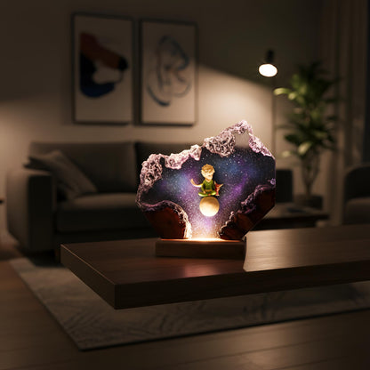 Little Prince Inspired Resin Night Light: Galaxy Adventure LED Lamp